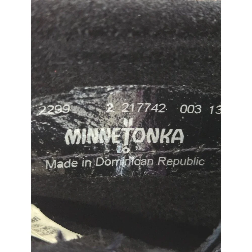 Minnetonka Moccasins Ankle Booties Black Suede Double Fringe Zip Boots Kids 2